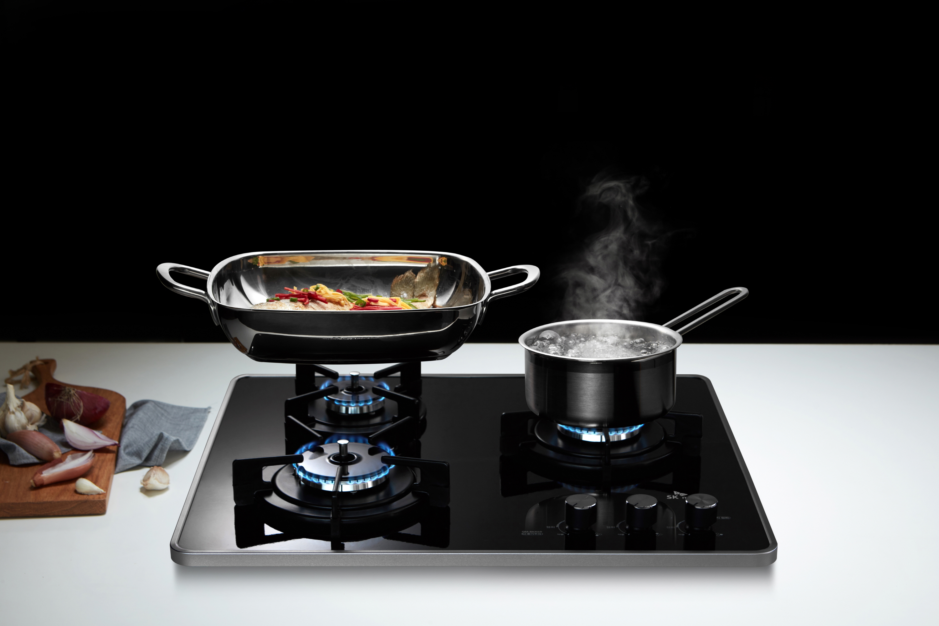 나비엔매직 빌트인 4중 블랙펄 가스 쿡탑 레인지 560x480 GRB6303NDBL LNG