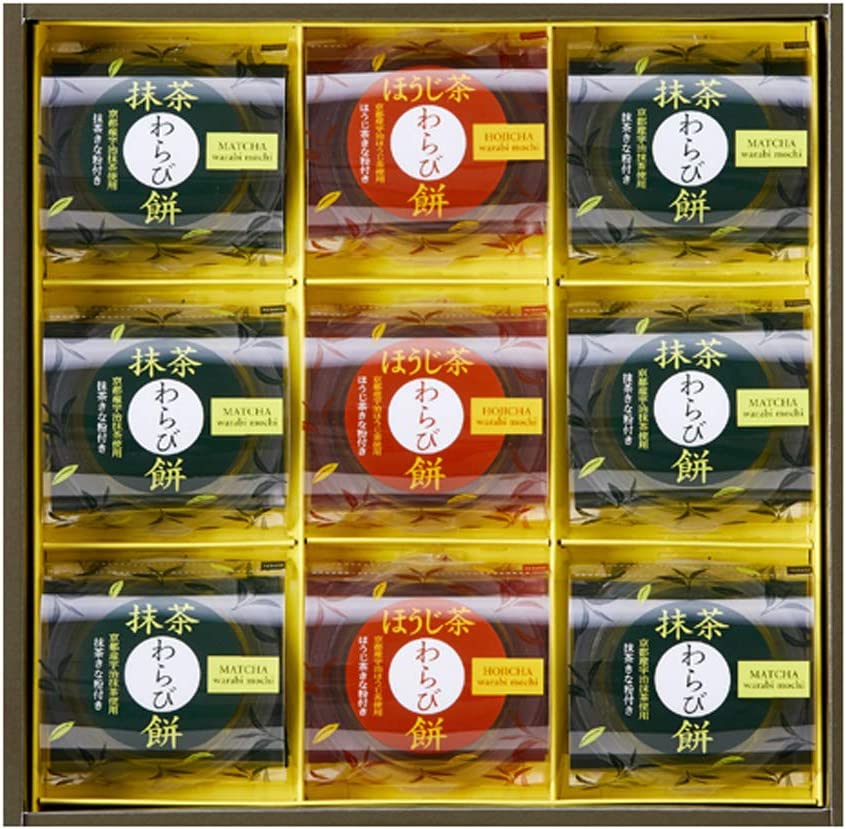 와라비모찌 6개 녹차맛 호지차맛 일본 특산물 와라비떡 Hitotoe 물방울떡