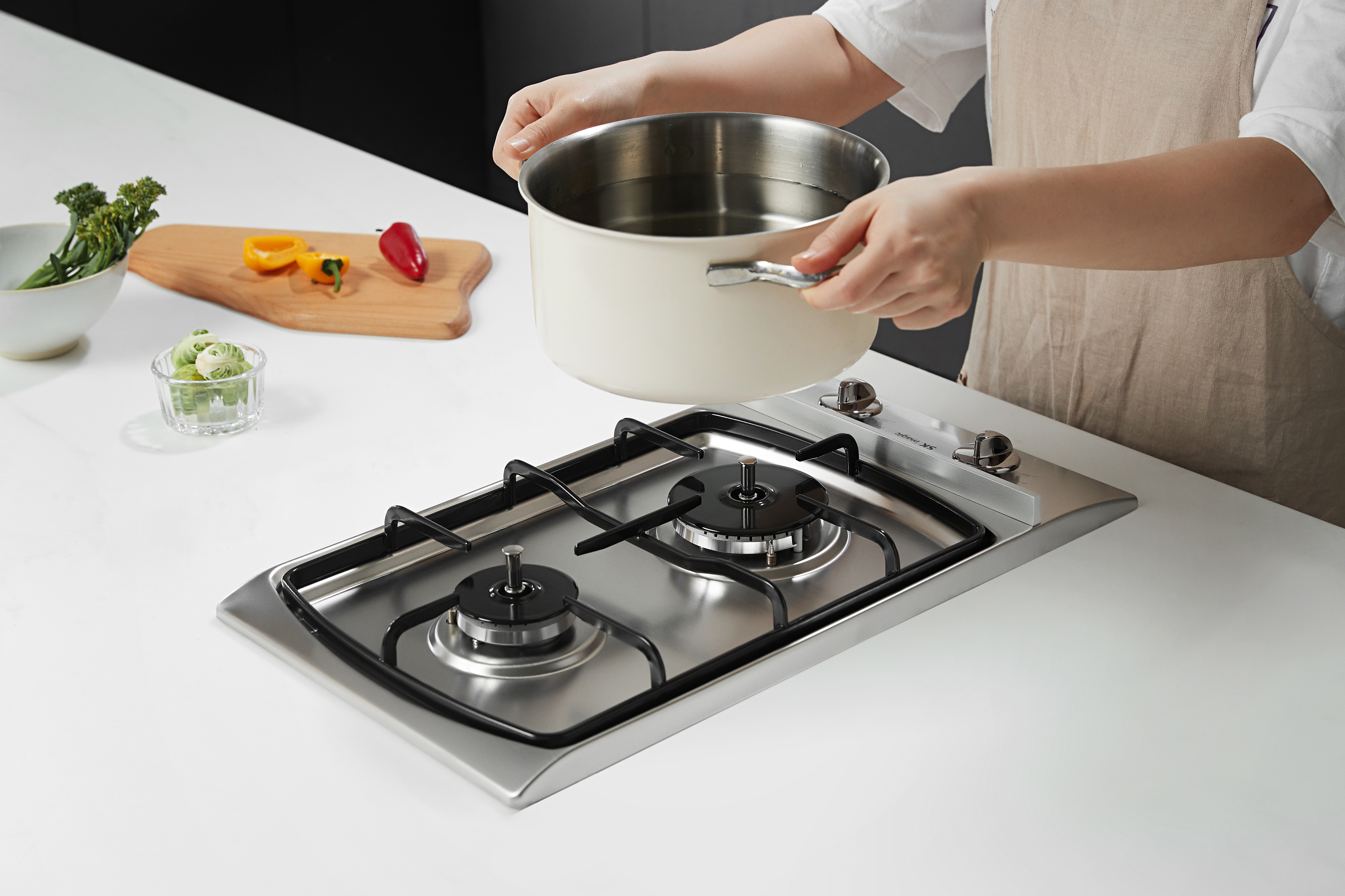 나비엔매직 빌트인 가스 쿡탑 레인지 전기코드식 265x485 GRB1002PASS LPG