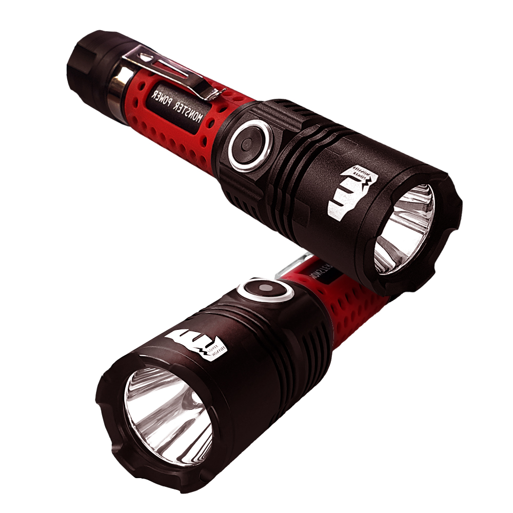 몬스터파워 스트롱 LED 후레쉬 해루질 랜턴 충전식 써치라이트 C타입 대륙의실수 군용