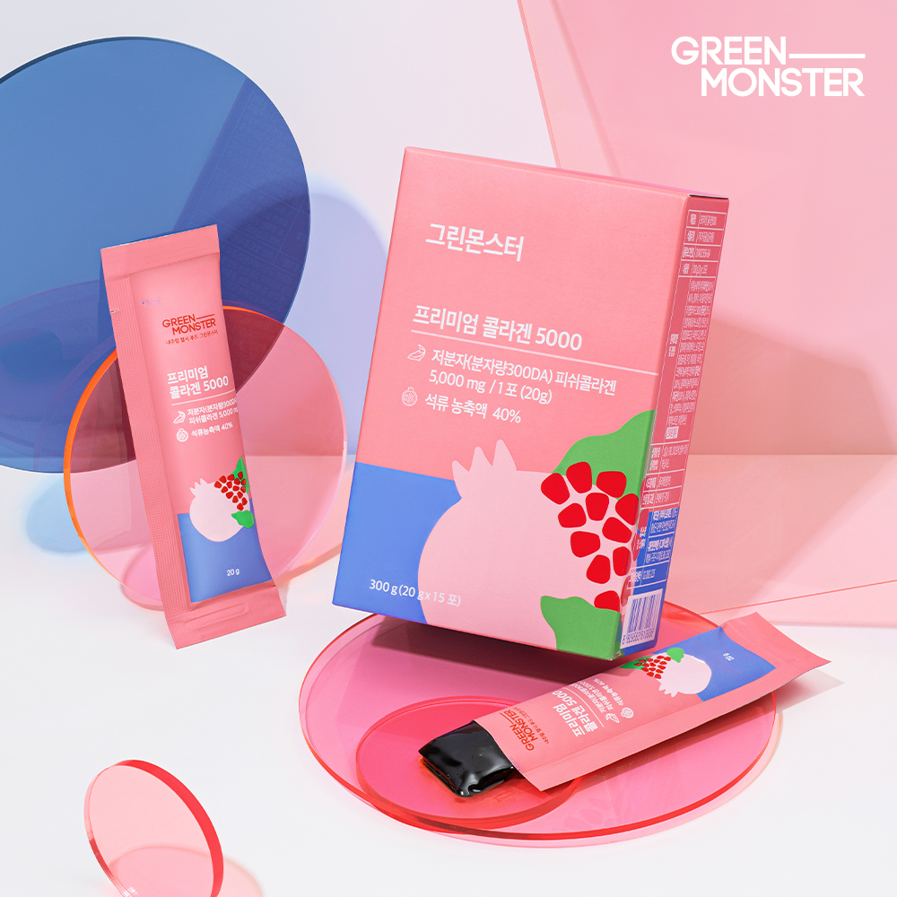 그린몬스터 이너뷰티 프리미엄 석류 콜라겐 5000 15포, 2개 (저분자 피쉬 콜라겐 젤리스틱) - 상세 이미지 2