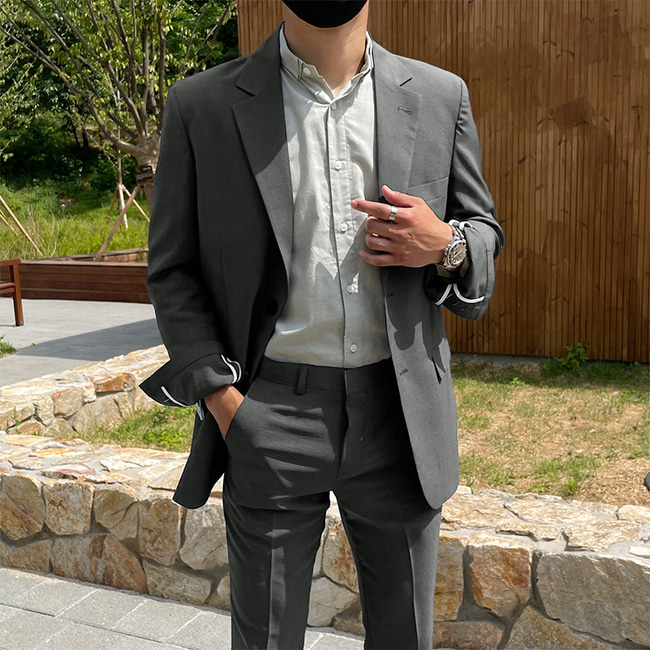 남자 턴밀 봄 여름 린넨 면접 하객 정장 수트 셋업 세트 9컬러 상품 이미지