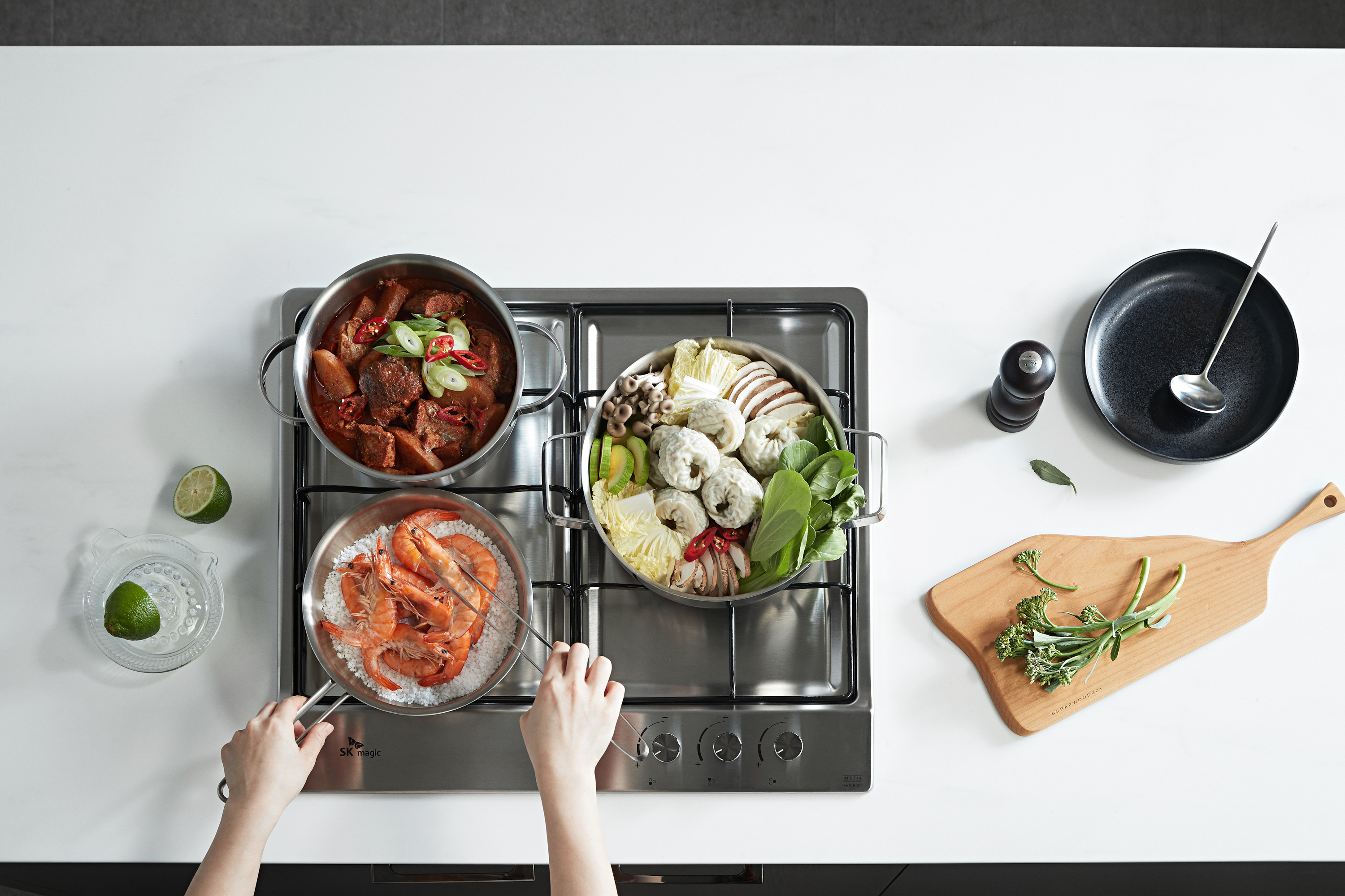 나비엔매직 빌트인 가스 쿡탑 레인지 코드식 560x480 GRB3203PASS LPG