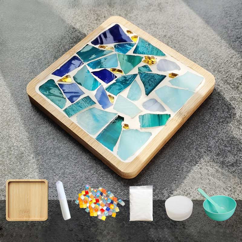 DIY 사각 자개 타일 티코스터 만들기 블루 - 상품 이미지