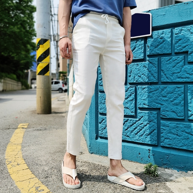 남자 오간도 여름 아이스 린넨 면 밴딩팬츠 28-38 이미지 6