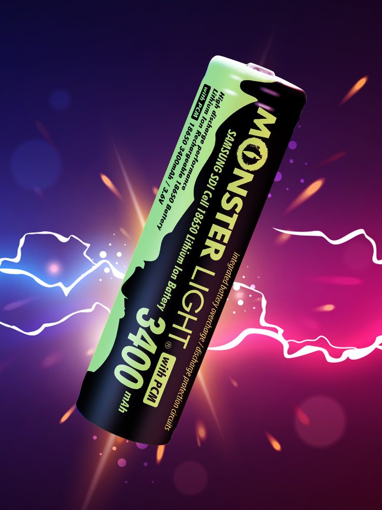 몬스터라이트 18650 리튬 이온 충전 배터리 3400mAh 삼성 보호회로 내장 이미지 4