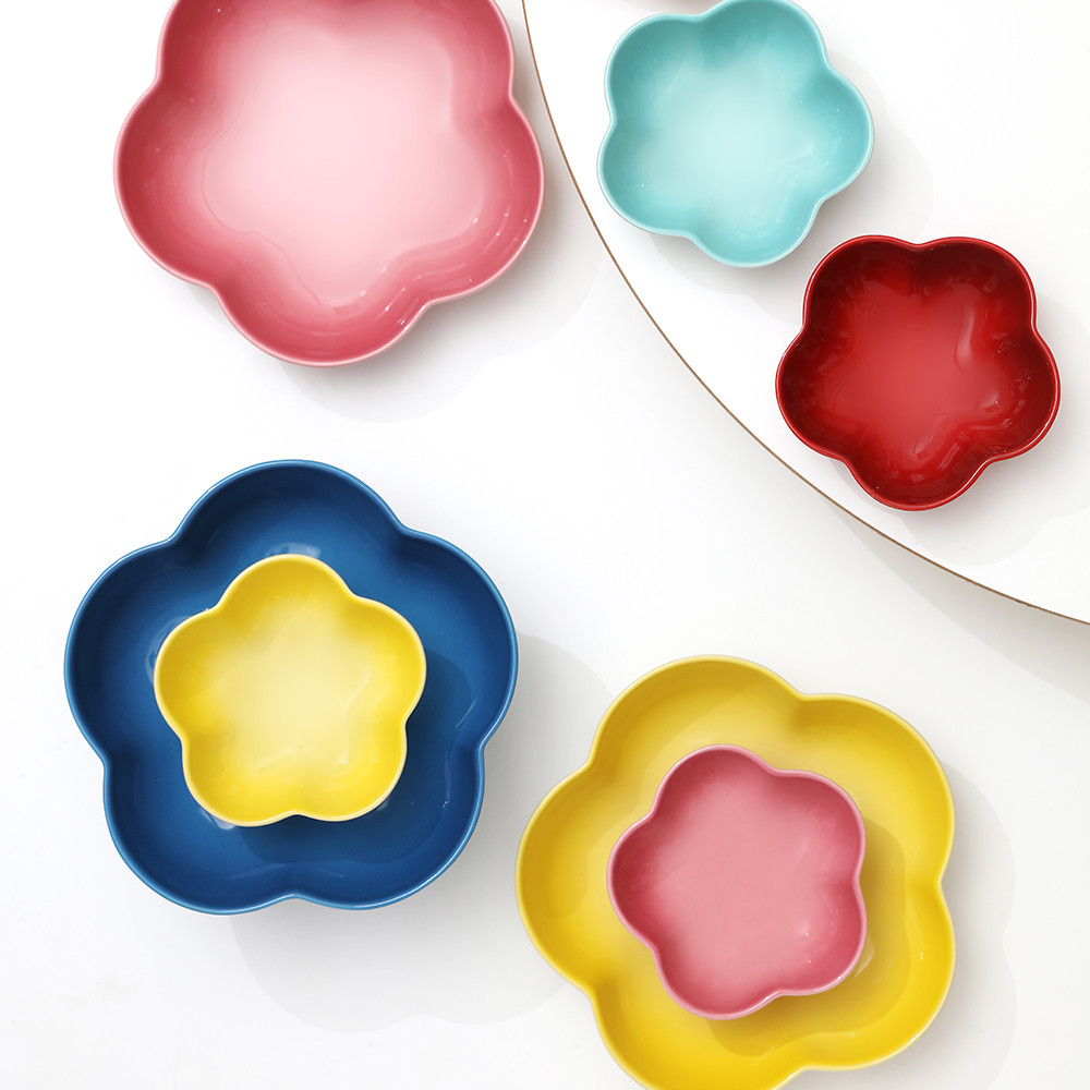 르크루제 레인보우 플라워디쉬 2P세트 (12cm+20cm) - 상품 이미지