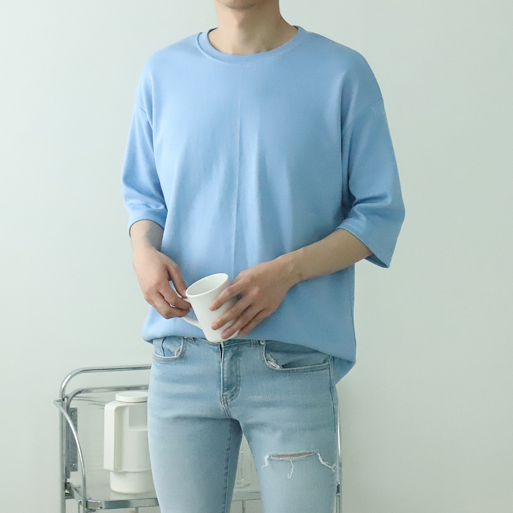 남자7부티셔츠 빅사이즈 커플 오버핏 남자반팔티 이미지 4