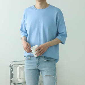 남자7부티셔츠 빅사이즈 커플 오버핏 남자반팔티 착용 후기 | 사이즈/핏 총정리 - 상품 이미지 4