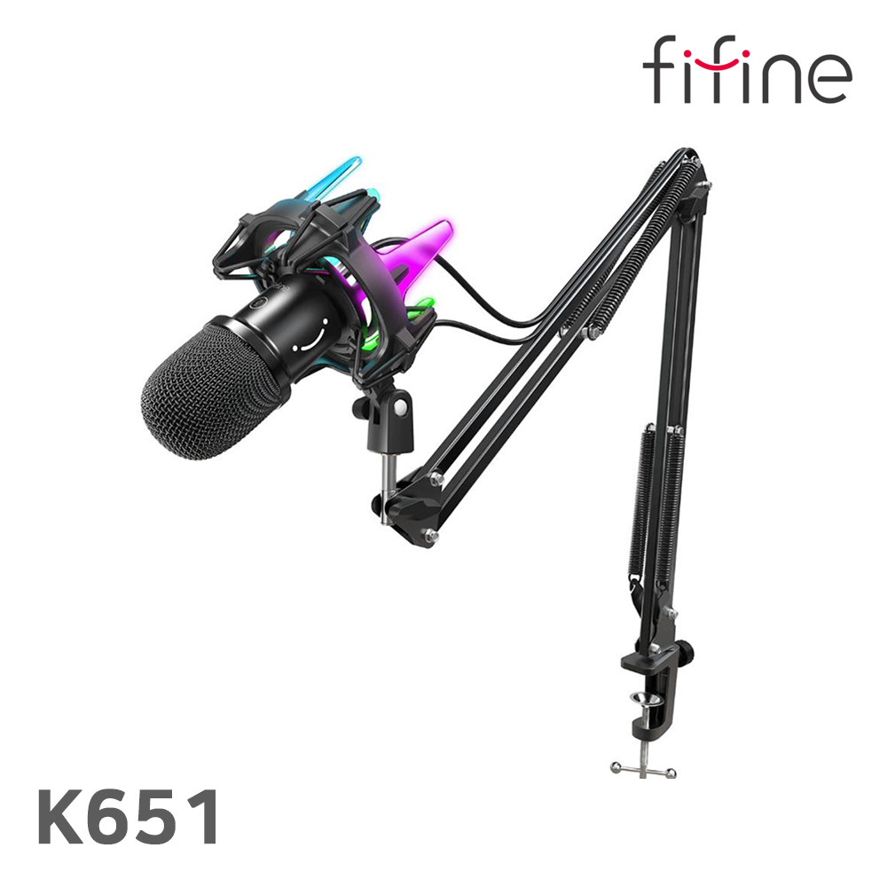 FIFINE K651 유튜브 게이밍 방송용 PC 홈레코딩 단일지향성 유선 다이나믹 마이크