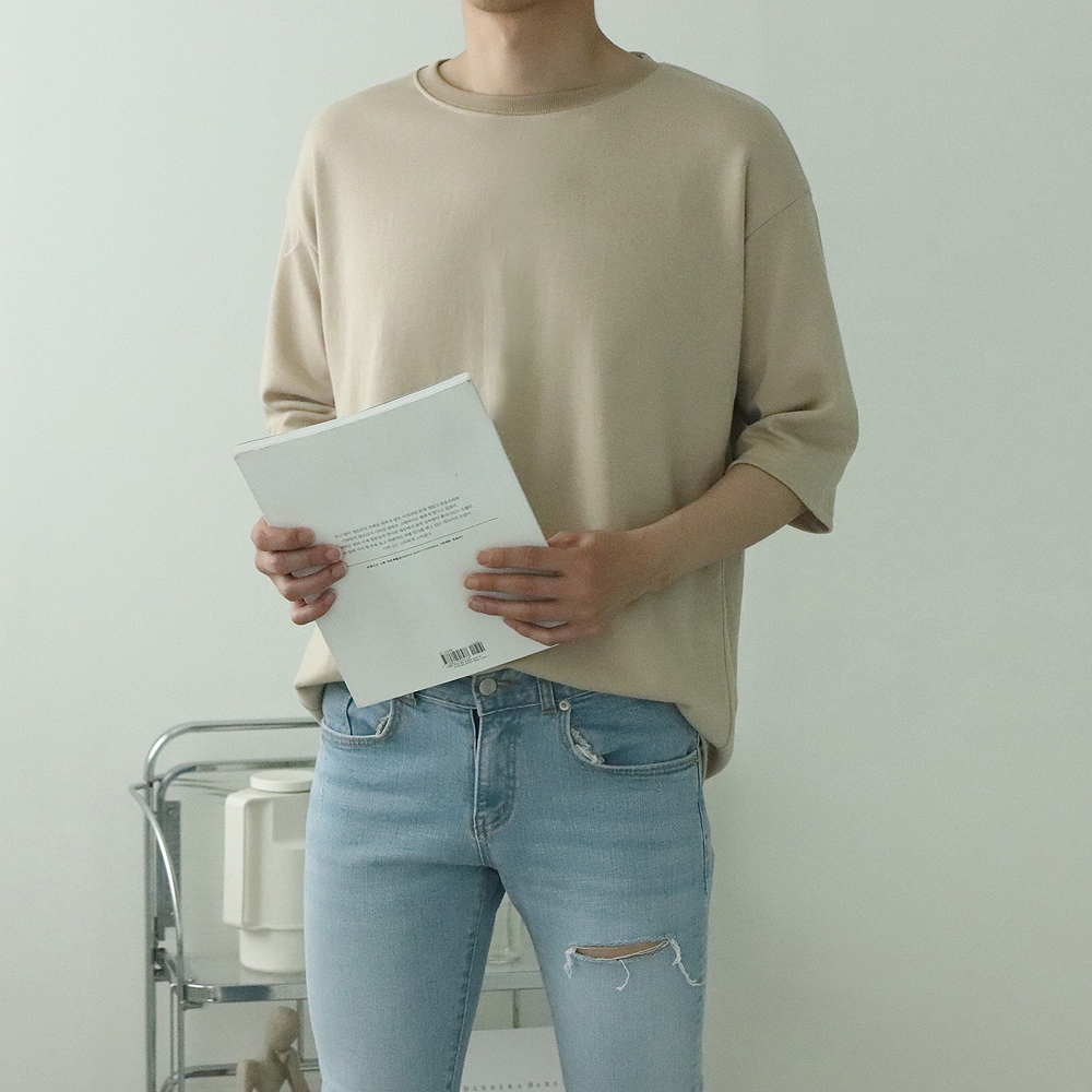 남자7부티셔츠 빅사이즈 커플 오버핏 남자반팔티 이미지 3