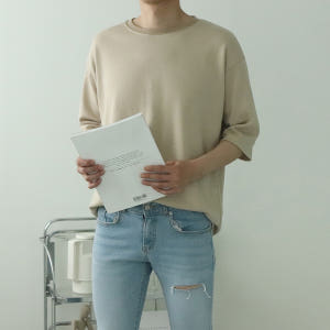 남자7부티셔츠 빅사이즈 커플 오버핏 남자반팔티 착용 후기 | 사이즈/핏 총정리 - 상품 이미지 3