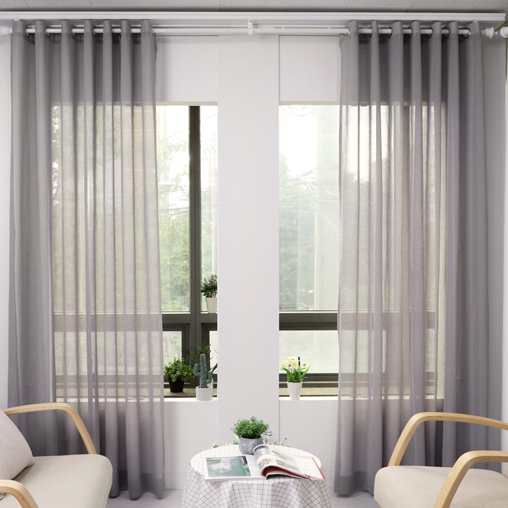 [맞춤] 밀크스무디 그레이 아일렛형(국내산)- 린넨스타일의 차분한 그레이섹상 사계절용커튼