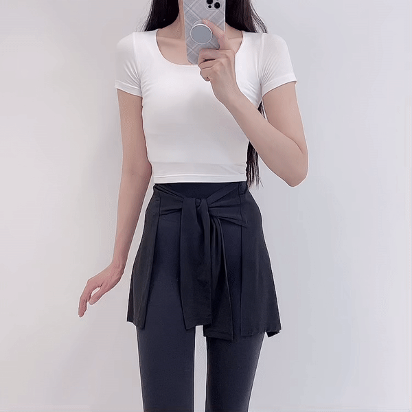 [여름인기템🔥]당일발송 로라벨 감동 레깅스 힙 커버업 Y존 엉덩이가리개 랩스커트 필라테스복 요가복 하의 상세 이미지 17