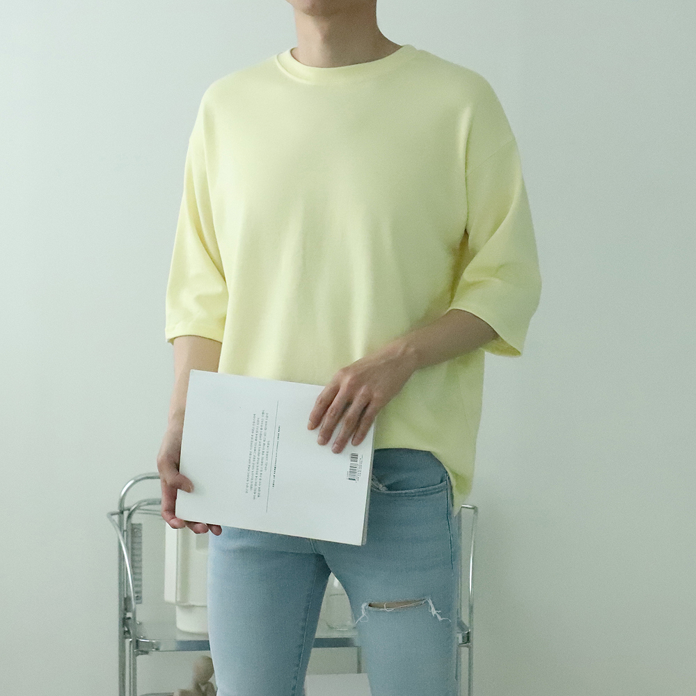 남자7부티셔츠 빅사이즈 커플 오버핏 남자반팔티 - 상세 이미지 5
