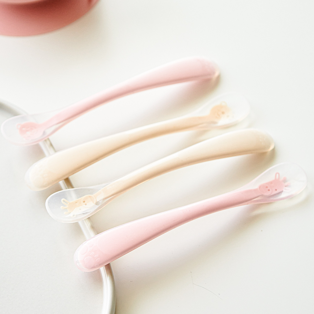 퍼기 동물 이유식스푼 국내생산 실리콘 초기 중기 후기 곰 베이지