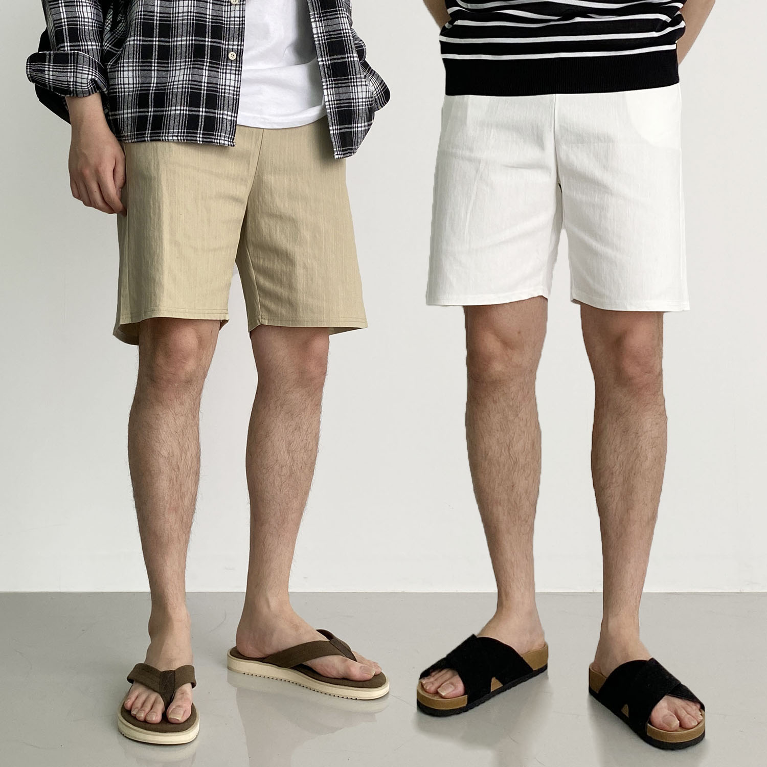 남자린넨반바지 5부반바지 흰색반바지 - 상품 이미지