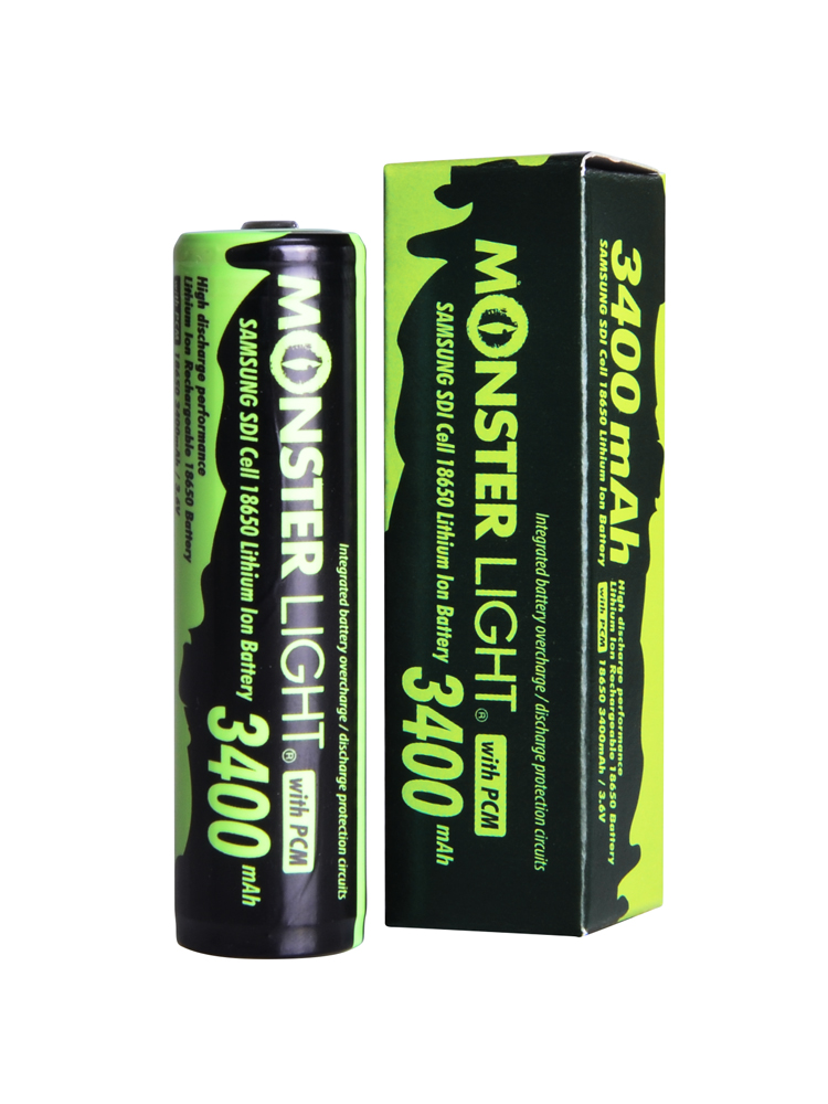 몬스터라이트 18650 리튬 이온 충전 배터리 3400mAh 삼성 보호회로 내장 이미지 3