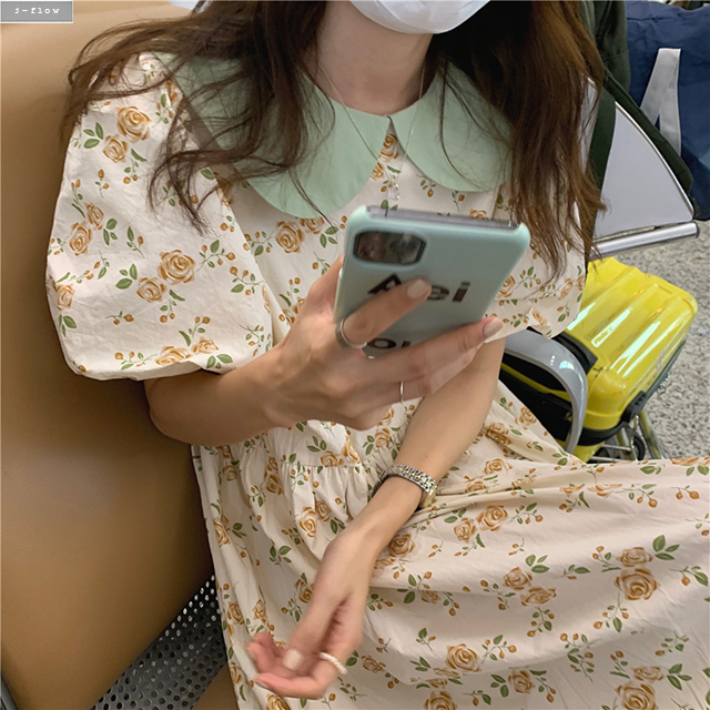 레몽 둥근 배색카라 플라워 코튼 퍼프 롱원피스 1col 여름 아방베이비돌 로맨틱 제이플로우 - 상세 이미지 2