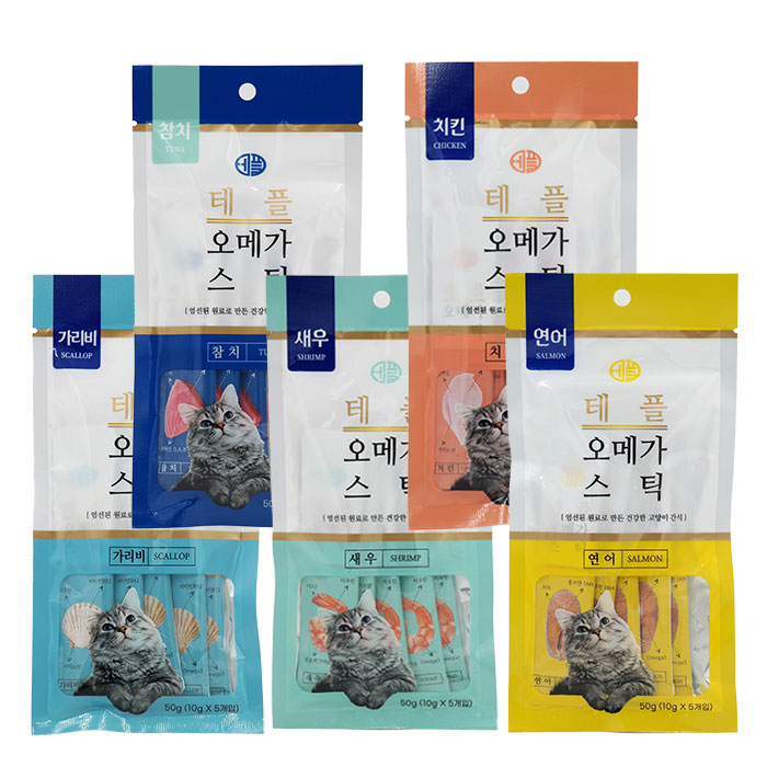 테플 오메가스틱 10g x 5P 치킨 고양이간식