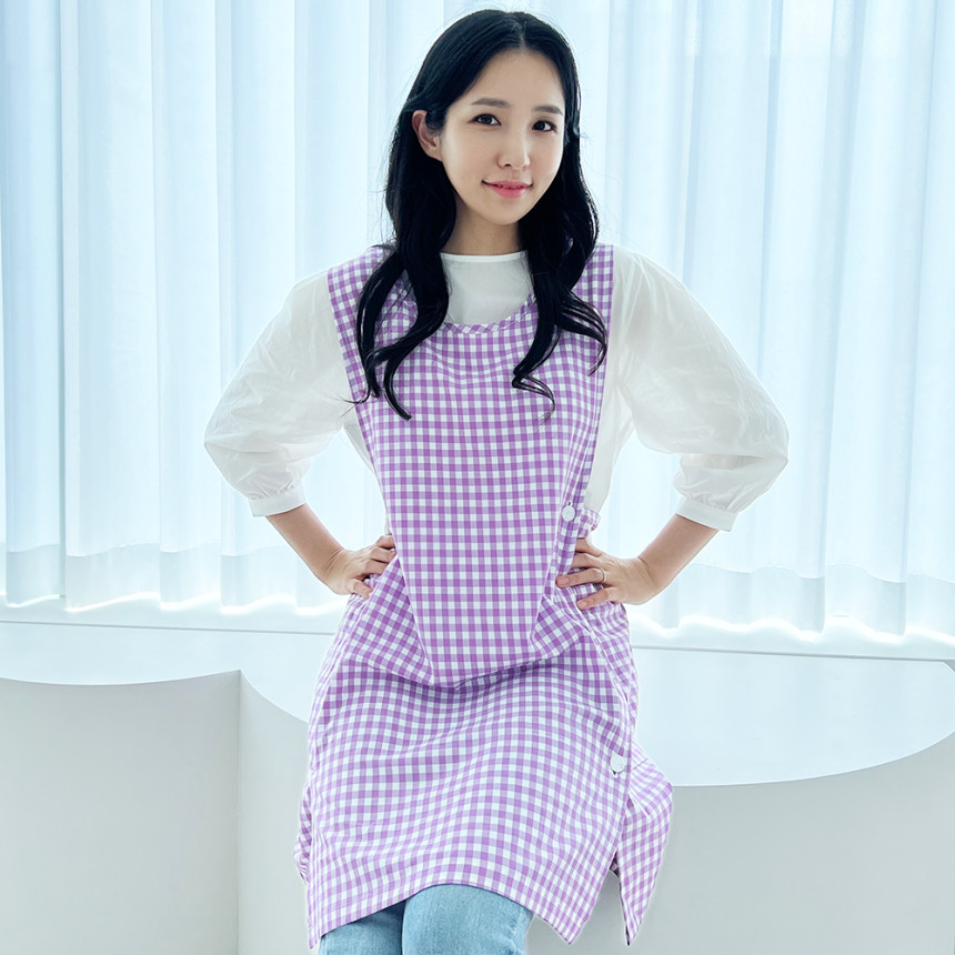 [미소쌤 찰랑 앞치마 단추형 F 여름 원피스 빅사이즈 어린이집 보육교사 카페 사진 1