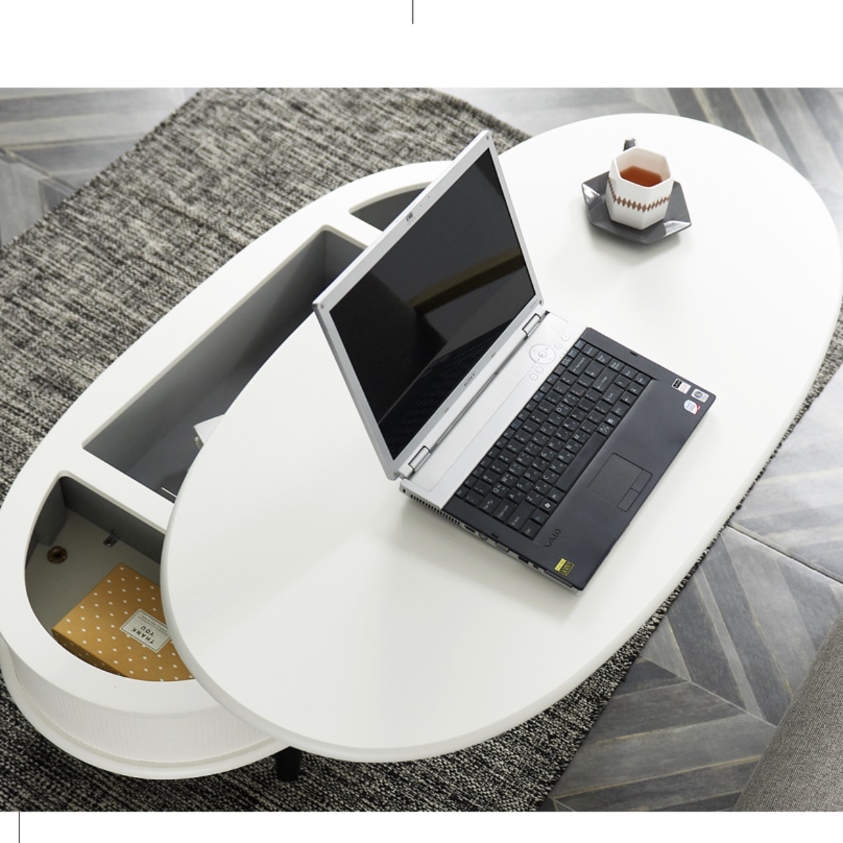 타원형 리프트 테이블 1200 기능성 거실 테이블 높은 쇼파 테이블