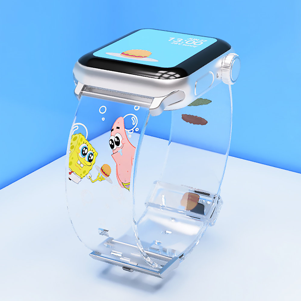 스폰지밥 애플워치 스트랩 10 9 8 7 SE2 호환 밴드 시계줄 캐릭터 함께 게살버거