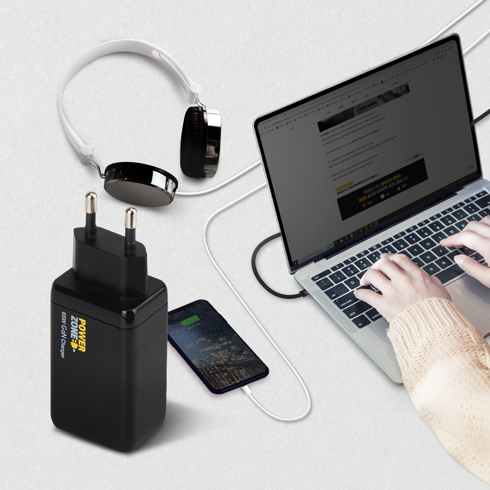 파워존 3포트 65W USB-C PD PPS GaN 충전기 애플 맥북 노트북 초고속충전기 이미지 7