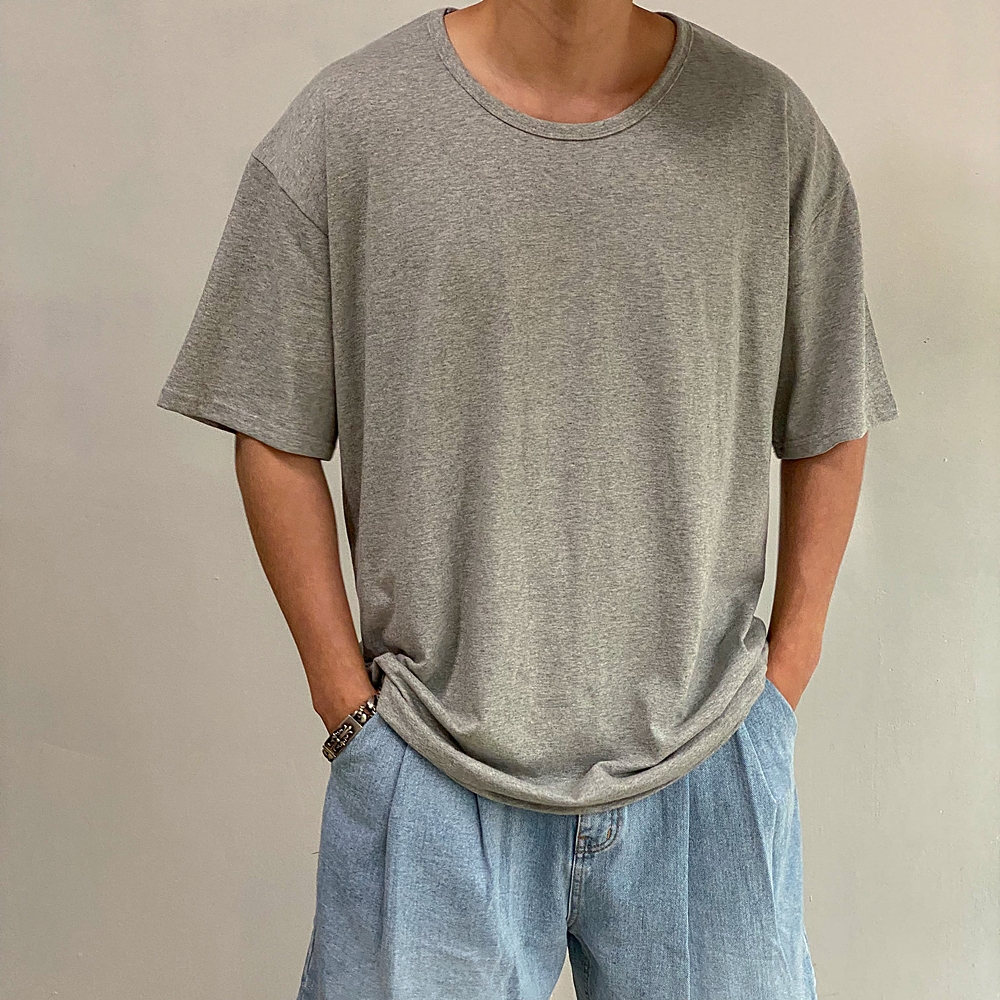 남자오버핏반팔 어깨넓어보이는반팔 두꺼운반팔티 - 상품 이미지
