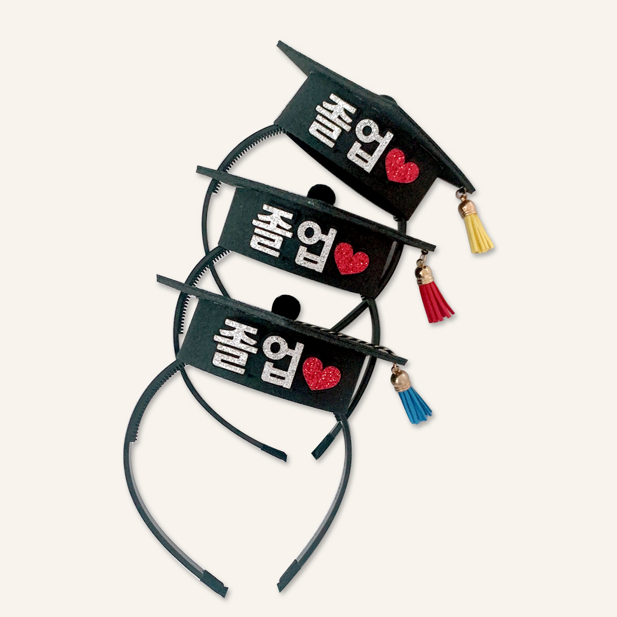 [무료배송] 컬러태슬 학사모머리띠 졸업식 수료식 졸업사진 졸업선물 - 상품 이미지