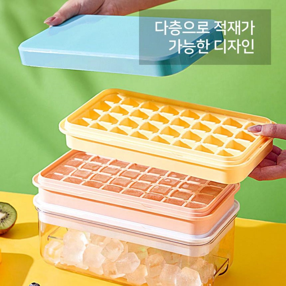 푸쉬 얼음 트레이 원터치 실리콘 아이스 자동 얼음틀 보관 얼음통 메이커 - 상세 이미지 5