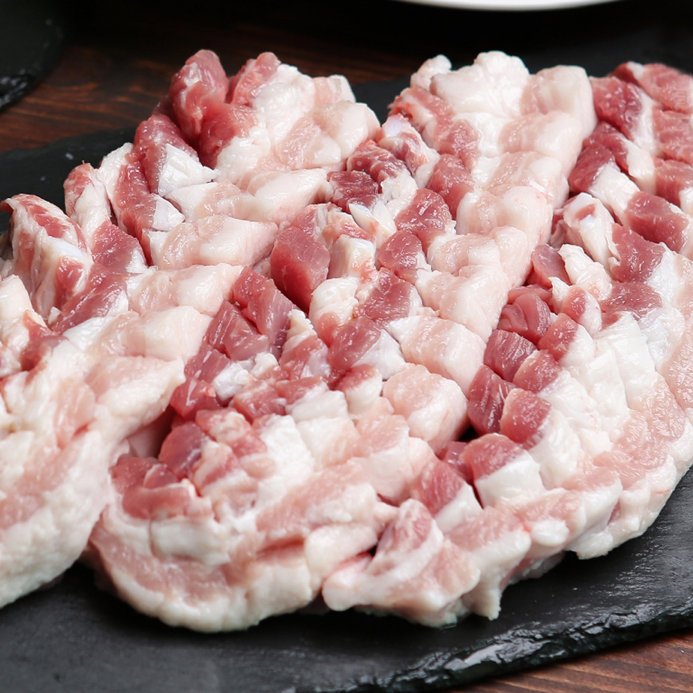 [국내산 한돈 1+등급] 벌집 칼집 삼겹살 오겹살 100시간 저온숙성 500g : 미트킹