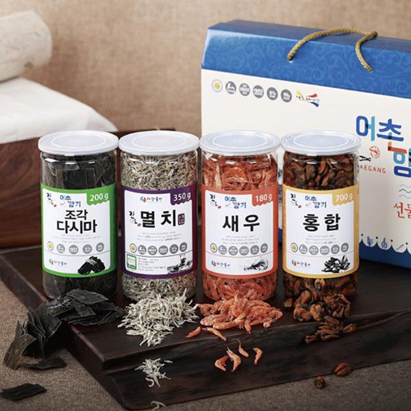 해강물산 진도 어촌향기 선물세트1호(홍합/멸치/새우/조각다시마) : 피쉬세일