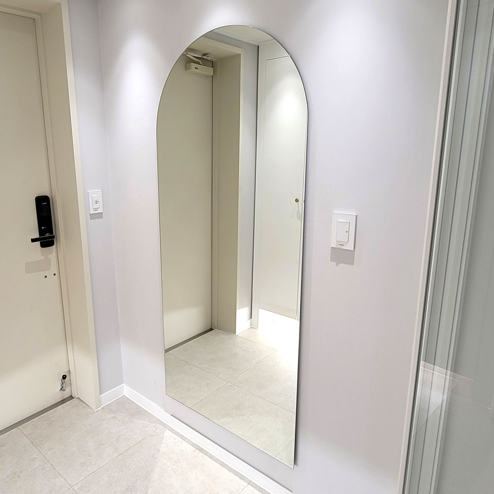 아치형 노프레임 부착형 현관 이동식 전신거울 400x1800