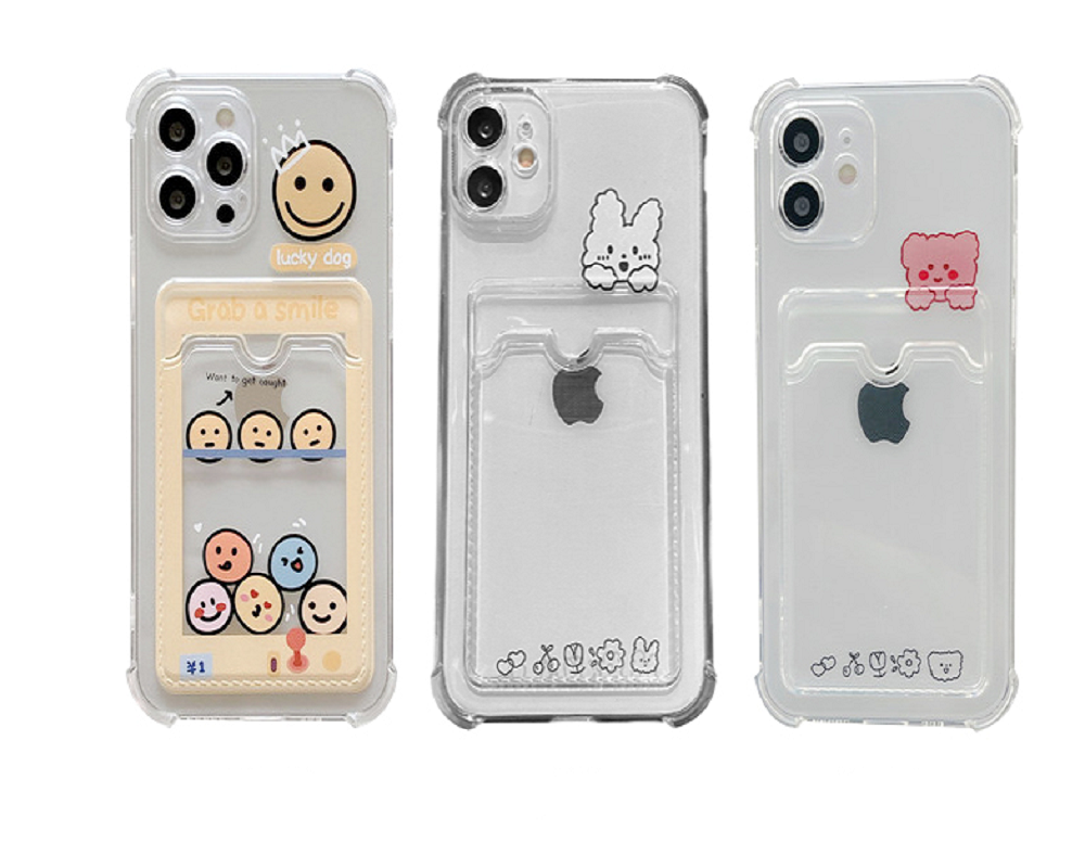 아이폰 SE3 / SE2 / 7 / 8 곰돌이 투명 카드 포켓 케이스 아이폰 교통카드수납