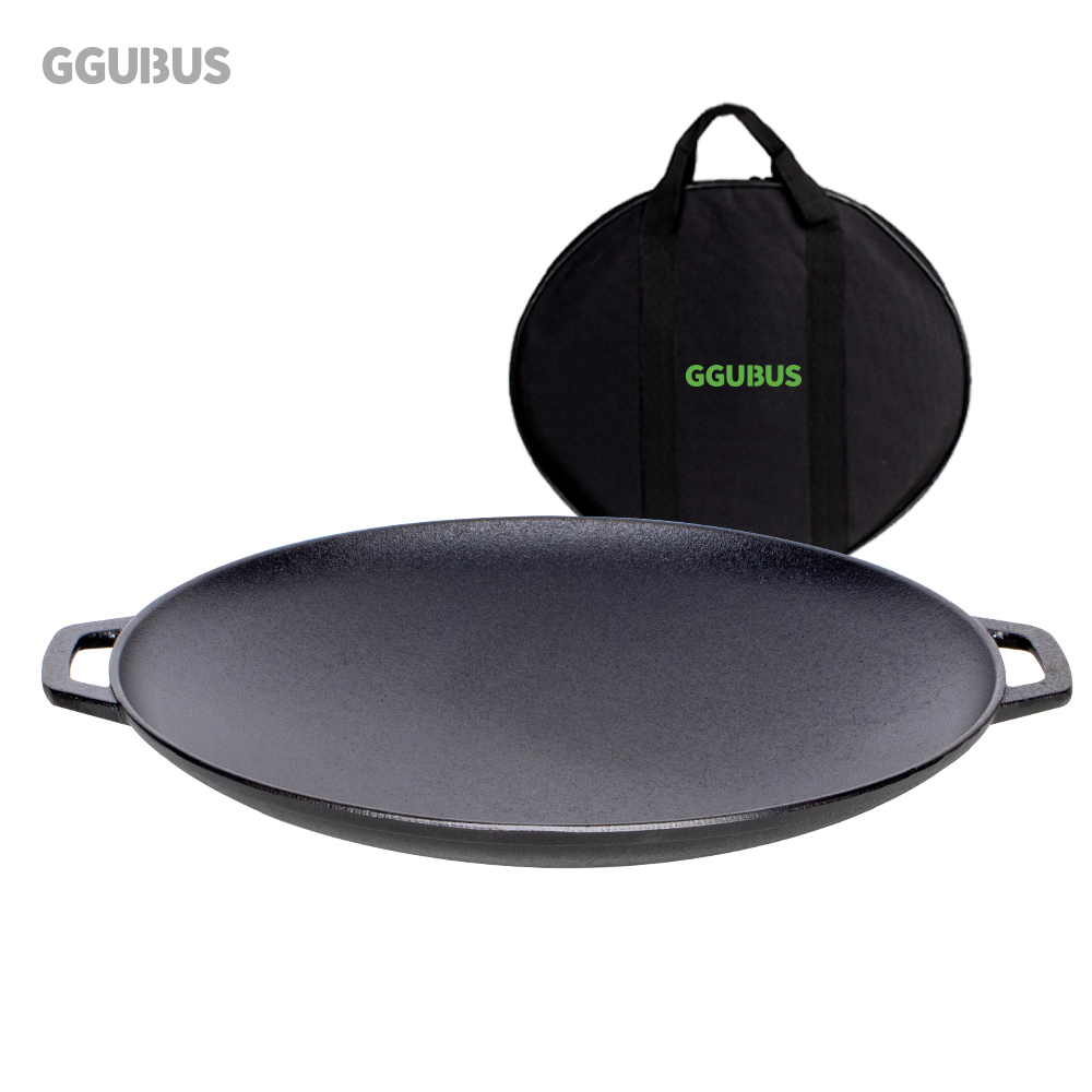 꾸버스 그리들 38cm 캠핑 무쇠 주물 팬 바베큐그릴 IH 인덕션겸용