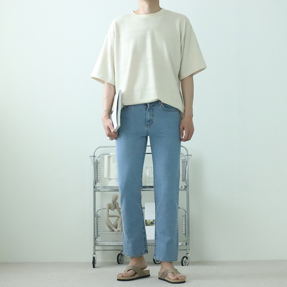 남자청바지 일자핏 빅사이즈 데님 남자연청바지 - 상세 이미지 4