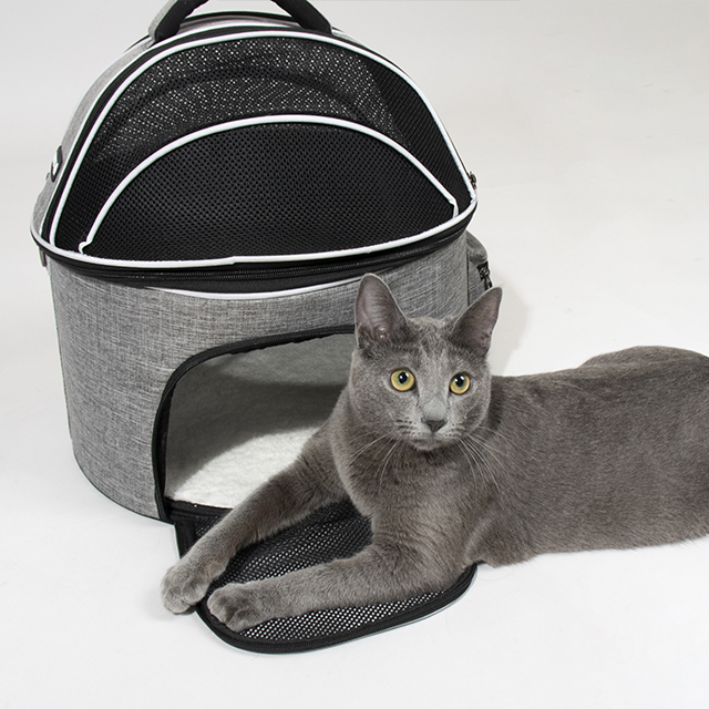 리스펫 고양이 숨숨 돔형 이동장 이동가방 켄넬 본품+화이트방석, 단일사이즈