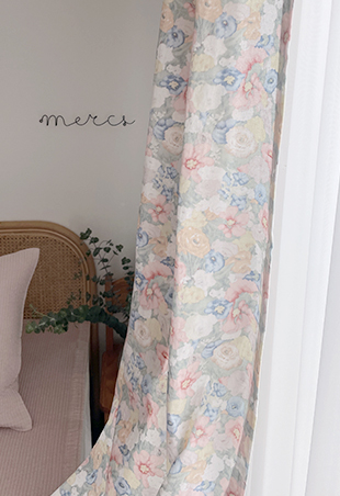 바이아미 빈티지 아라 꽃무늬 레트로 맞춤 커튼