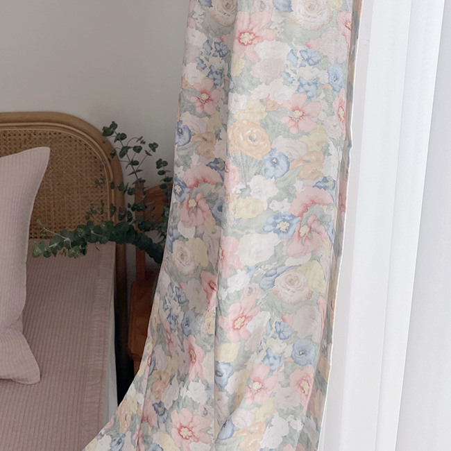 바이아미 빈티지 아라 꽃무늬 레트로 맞춤 커튼