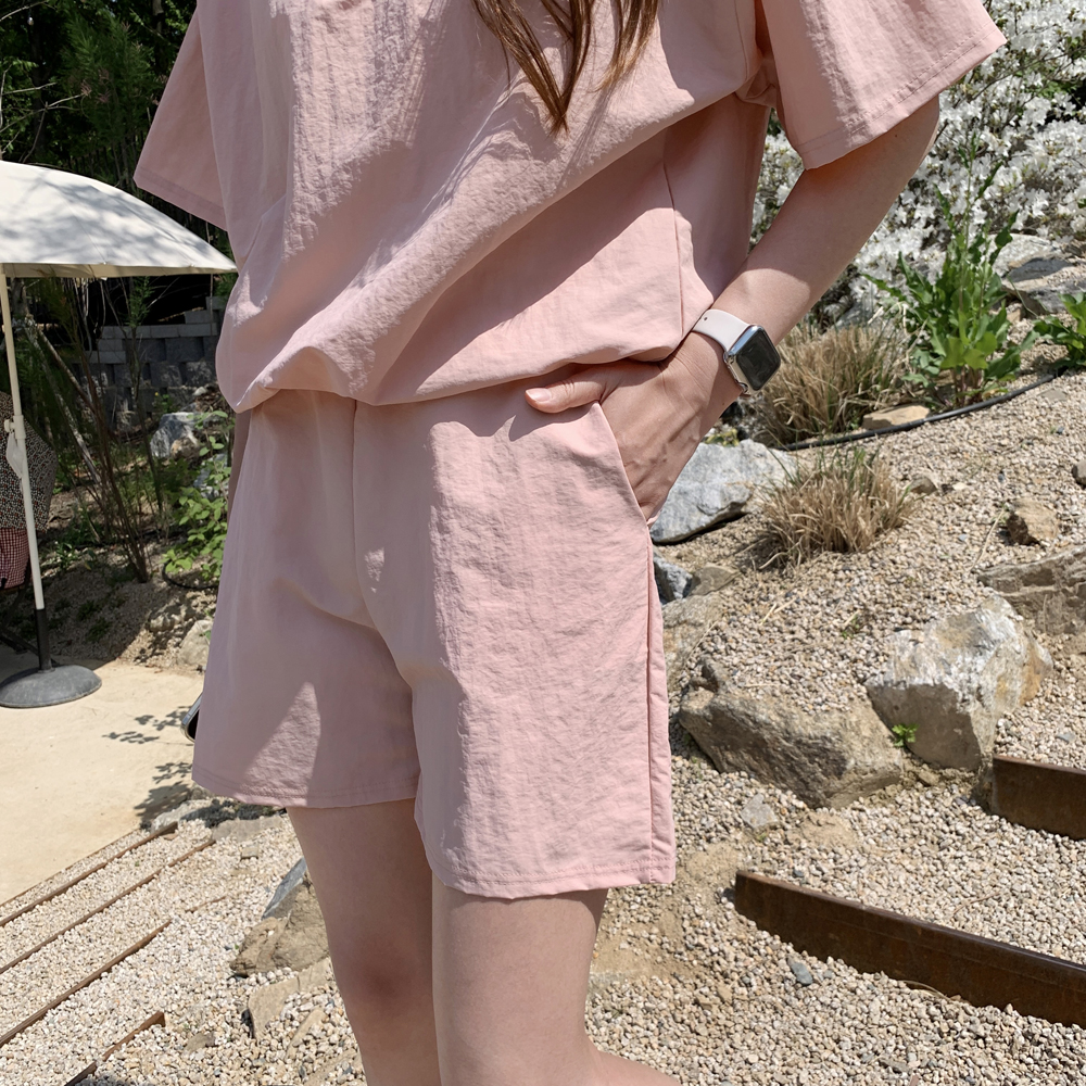 여름 반바지 아노락 여성트레이닝세트 여자 츄리닝 상하 세트 캠핑룩 엄마등원룩 원마일웨어 - 상세 이미지 3
