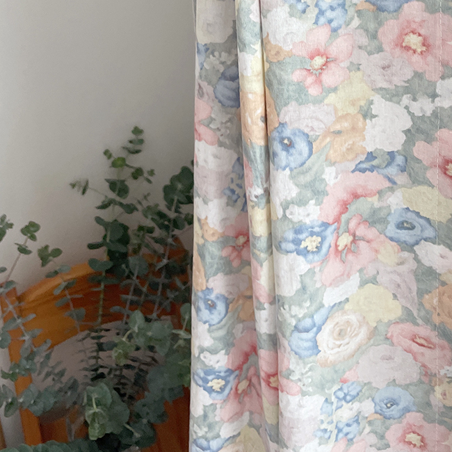 바이아미 빈티지 아라 꽃무늬 레트로 맞춤 커튼