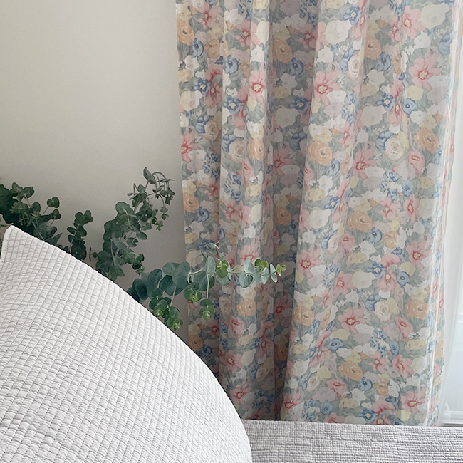 바이아미 빈티지 아라 꽃무늬 레트로 맞춤 커튼