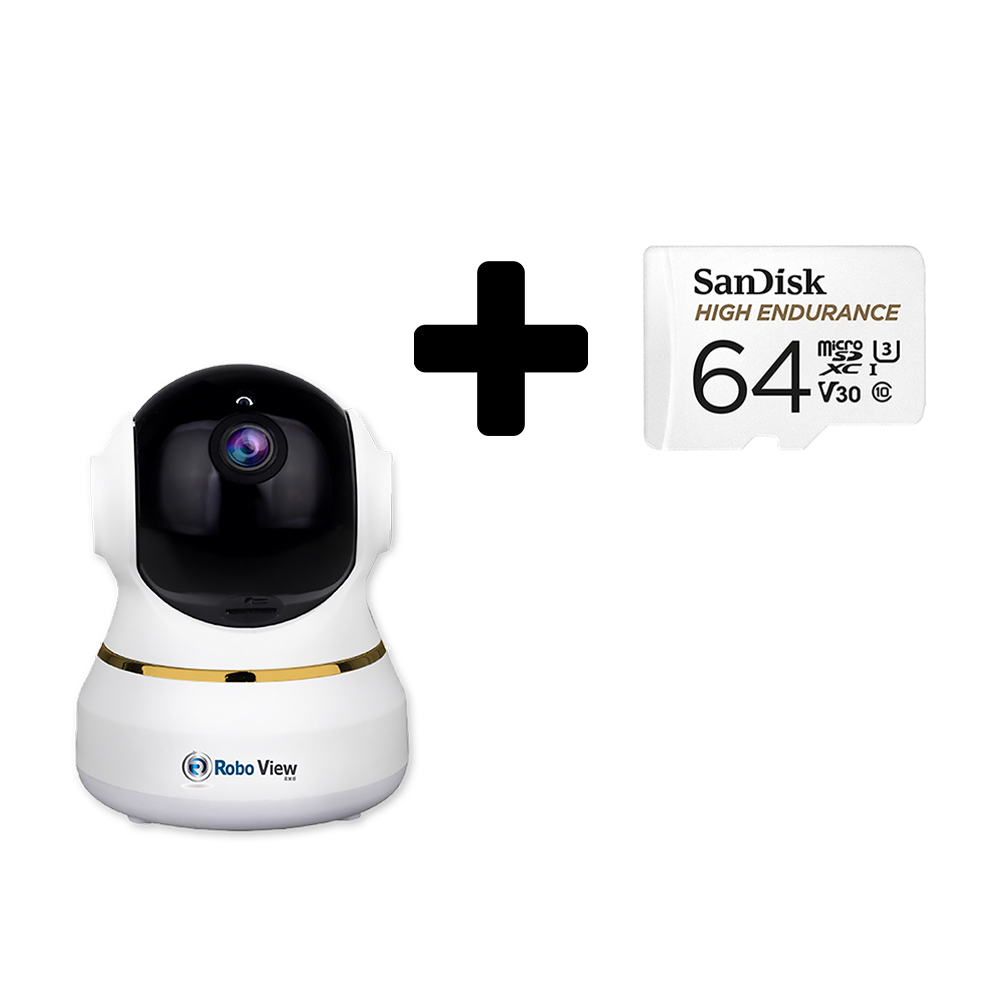 글로벌아이넷 로보뷰3 홈 IP 카메라 CCTV 300만화소 홈캠 화이트 64GB - 상품 이미지