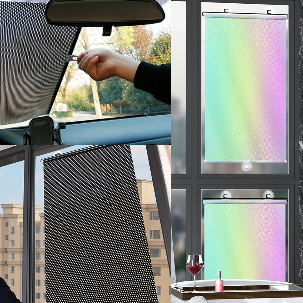 40x60cm 롤업 블라인드 창문 주방 창틀 햇빛 가리개 흡착식 뽁뽁이 유리 UV 자외선 차단 붙이는 가림막 커튼 롤스크린