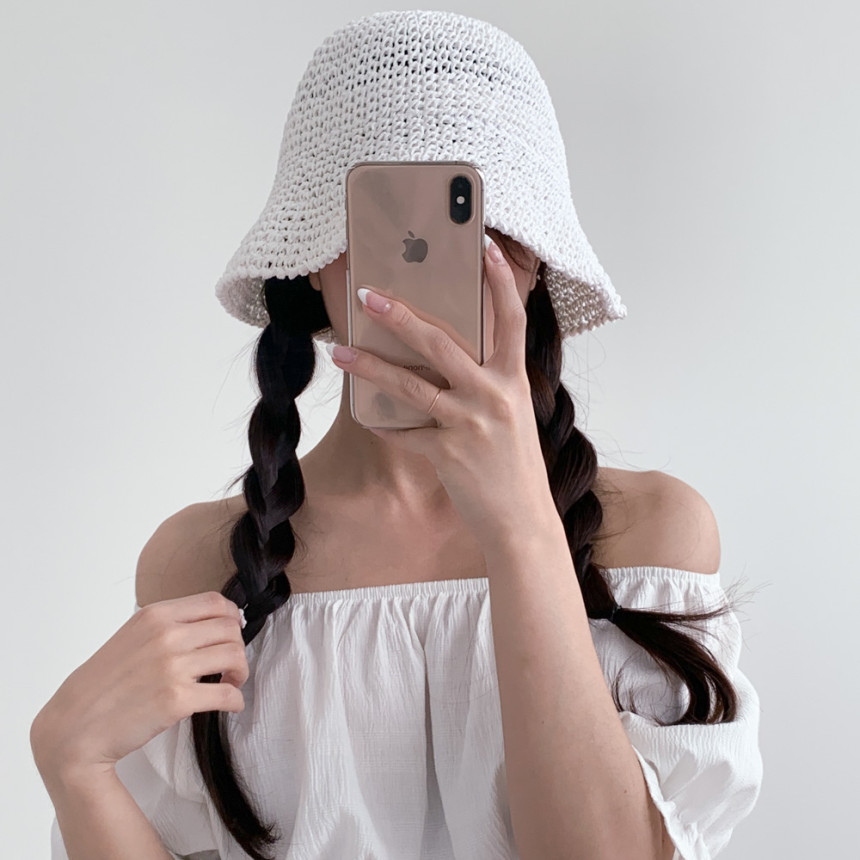 슬리미 라피아 밀짚 버킷햇 모자 3color 상세 이미지 20