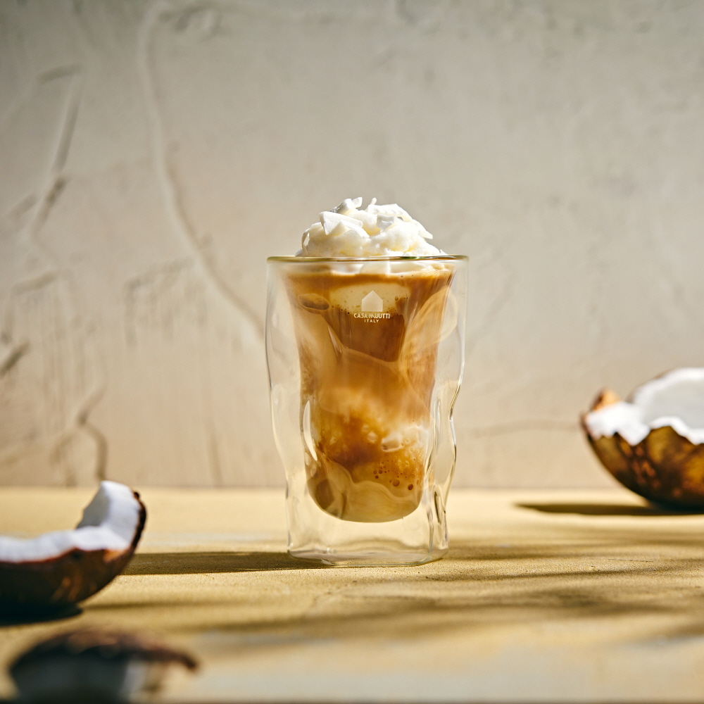 까사무띠 이중 내열 유리컵 더블월 홈카페 맥주잔 / 300ml, 2개, 이엘로