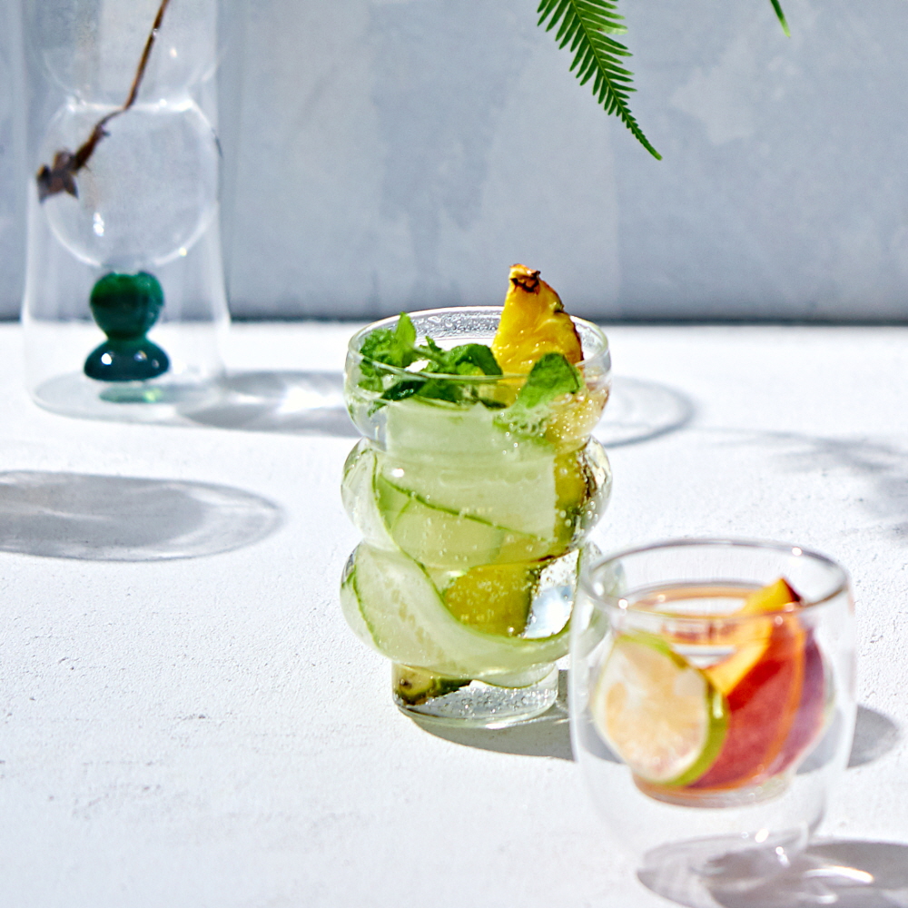 까사무띠 이중 내열 유리컵 더블월 홈카페 맥주잔 / 200ml, 2개, 트리오