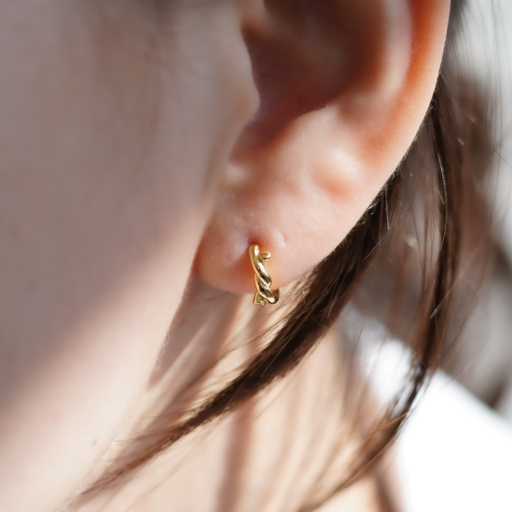 실버925 꼬임 미니 원터치 링 귀걸이 - 상세 이미지 4