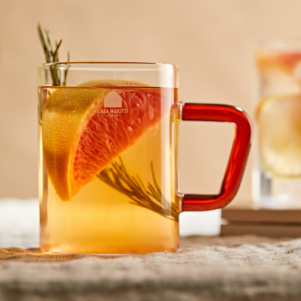 까사무띠 이중 내열 유리컵 더블월 홈카페 맥주잔 / 350ml, 2개, 콰드로레드
